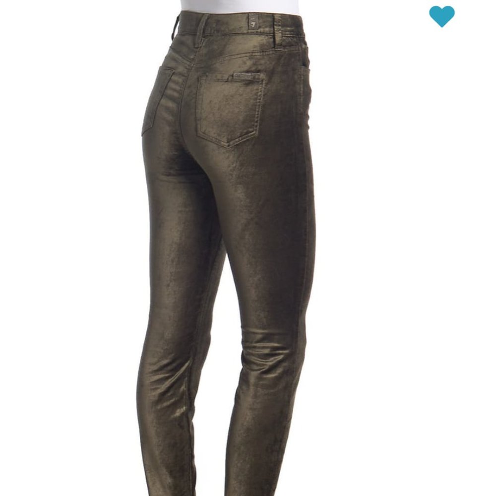 7 For All Mankind High Waist Velvet Ankle Skinny With Exposed Button Fly Pants - Picture 4 of 12
